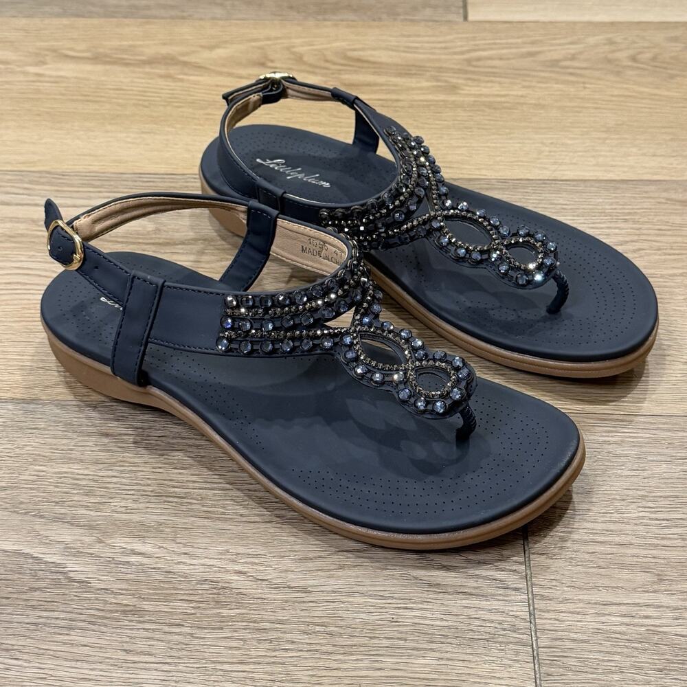 Littleplum New Sandals Arch Support Slingback Rhinestone Dressy Sandals US10